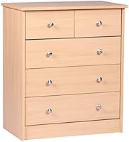 Wohnling WL1.338 Commode 5 tiroirs H&ecirc;tre 60 x 70 x 35 cm