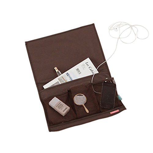 FakeFace Bettablage Sofa Aufbewahrungstasche Bed Organizer für Buch Fernbedienung Handy Magazin BRAUN - 6
