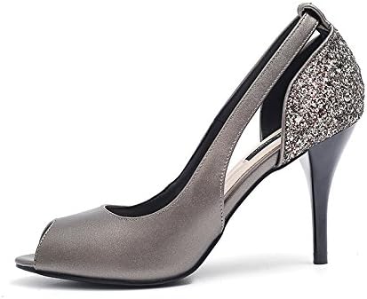 GAOLIM Single Shoe Woman Spring And Summer Side Air Gun Color High Heel Female Thin And Shallow Single Shoe Woman,Thirty-Six,Gun Color