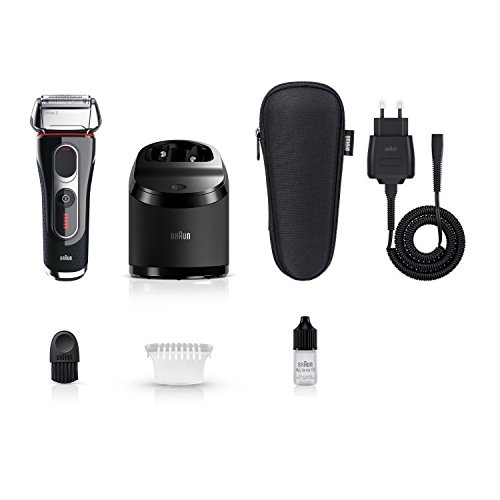 Braun Series 5 Elektrischer Rasierer 5090cc, mit Reinigungsstation Clean&Charge, schwarz/silber/rot - 5
