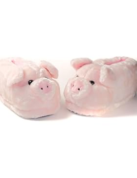 Sleeper'z Hausschuhe Ferkelchen - Rutschfeste Plüsch Tierhausschuhe