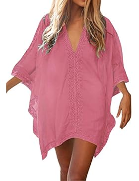 HIMONE Damen Solide übergroß Strandponcho Sommer Kleid Bikini Cover Up