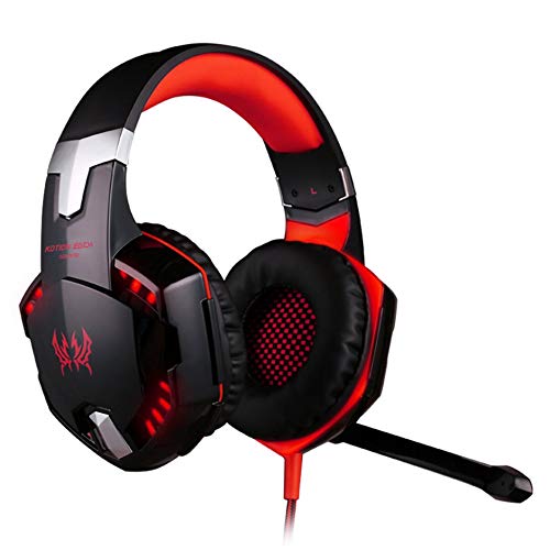 Preisvergleich Produktbild WEIWEITOE-DE G2000 Lightweight Ergonomic Design Gaming Headset Leuchtkopfhörer Mit Mikrofon Mikrofon Für PC Laptop Computer, schwarz & rot