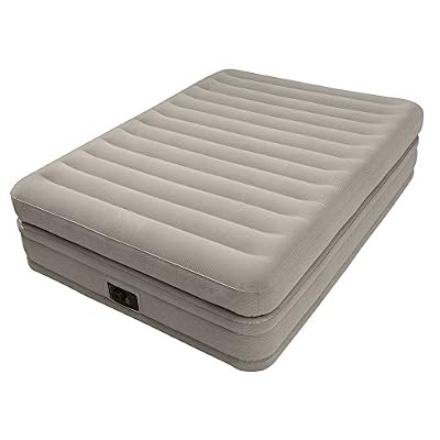 Intex dure Beam Prime Comfort Matelas avec Technologie Fiber Tech, Pompe électrique intégrée, PVC, gris, 152 x 203 x 51 cm