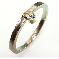 Passender Vorsteckring für Trauringe - Ring aus Sterlingsilber mit 14 Kt. Gold und Brillant, Diamant, - handgefertigt by SILVERLOUNGE
