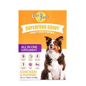 Goofy Tails Daily Meal Topper for Dogs - 3 Pouches per Pack (3 x 100g) | Wet Food for Dogs - Chicken and Pumpkin | Natural Human Grade Grain Free Superfood for Dogs | 300 gm