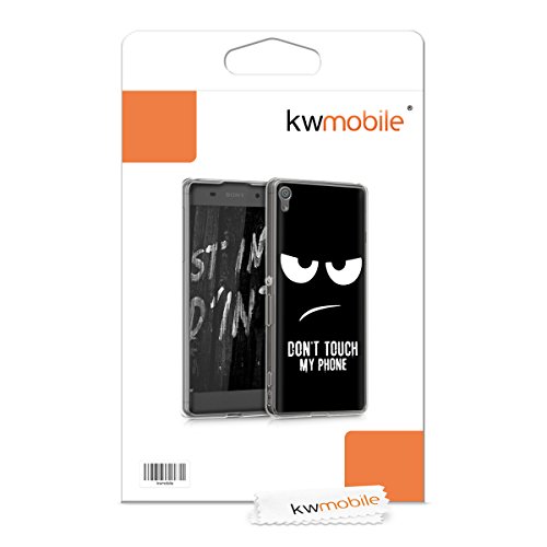 kwmobile Funda para Sony Xperia XA - Carcasa de  TPU  para m  vil y dise  o Don t Touch my Phone en  Blanco Negro 