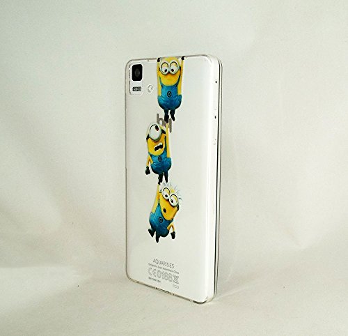 Funda de Gel Tpu Transparente de alta calidad  dibujo minions colgados  para BQ AQUARIS E5 HD y E5 4G LTE - Envio por mensajeria URGENTE