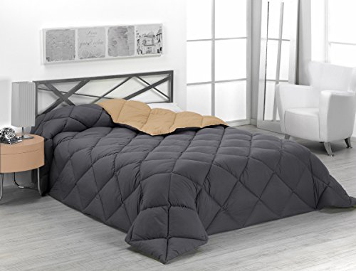 Sabanalia - Edredón nórdico de 400 g reversible (bicolor), para cama de 135/150 cm, color arena y gris