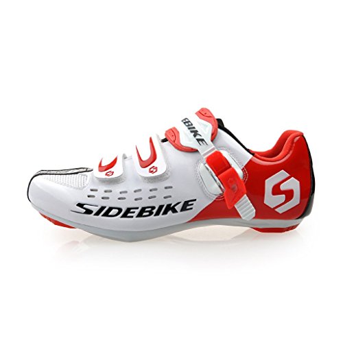 Skyrocket Flyling Chaussures vélo de Route Homme et Femme Chaussure de Cyclisme (SD001 Blanc - Rouge, 42)