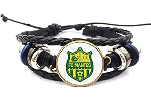 Ousyaah Bracelet tressé de Cuir avec Motif en Logo de Équipe de football Ligue1 - Bracelet Logo Club de football Ligue 1, Meilleur Cadeau pour les Fans de Football