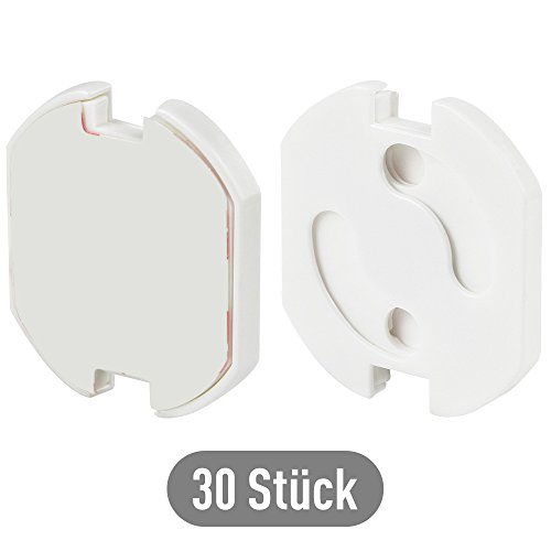 Anpro 30 Stück Steckdosenschutz für Steckdose mit Drehmechanik – steckbar Steckdosensicherung für Kleinkind Baby zum stecken selbstklebend leicht zu montieren (weiß) - 2