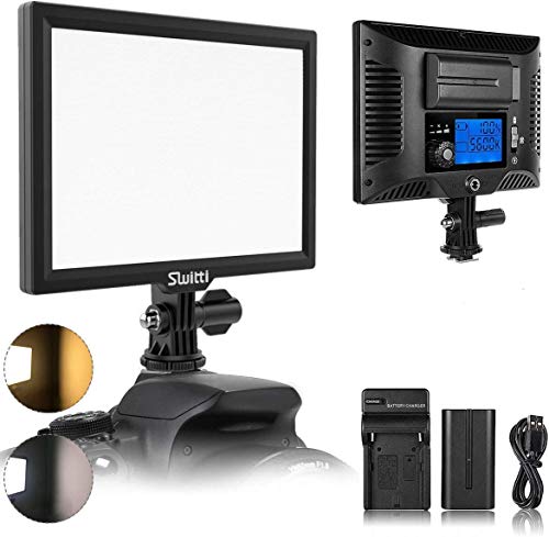 Led Video Light, Switti Panel Light with 4400mAH Lithium Battery Hot Shoe for All DSLR Cameras, 3200K-5600K with LCD Display, USB Cable Camera Panel Light for Portraits Shooting Youtube