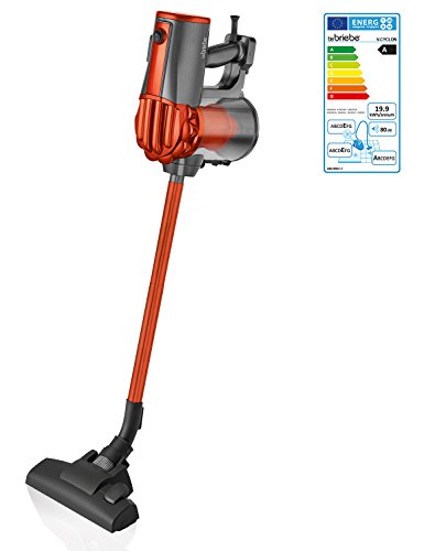 Briebe V-Cyclon - Aspirador ciclónico Escoba sin Bolsa Potente, Uso Vertical y de Mano, 600W, Radio acción 6,5 m, Color Naranja