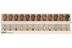 Pfeil Lot de 12 couteaux à découper en lino et bois - Classique - Ambidextre - Réutilisable - Manche champignon - Ciseau - Boîte de rangement - Pour adultes