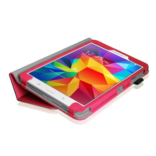 Fintie Samsung Galaxy Tab 4 8.0 Hülle Case – Slim Fit Folio Kunstleder Schutzhülle Cover Tasche mit Ständerfunktion für Samsung Galaxy Tab 4 8.0 SM-T330 SM-T335 (mit Auto Schlaf / Wach Funktion), Magenta - 8