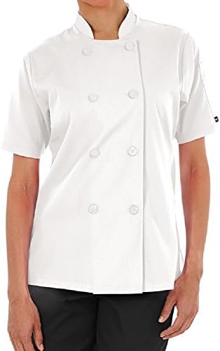 Short Sleeves Women's Ladies Chef's Coat Jacket (M (For Bust 36-37), White)
