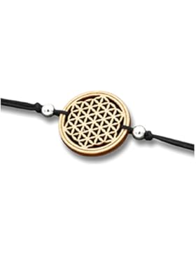 Blume des Lebens - Armband aus Holz mit Textilband