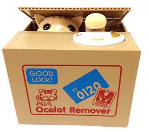 Calico Cat Child Piggy Bank Guardar diseño de Moneda Cute Funny Animal Stealing Money Box Storage Child Gift (Patrón de Gato Amarillo)