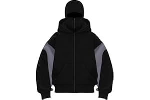 OLIPHEE Sweat à Capuche Zippé Homme Veste Chaude Hoodie Balaclava Cagoule Moto Masque Anti-Vent pour Sports de Plein Air Vélo Automne Hiver