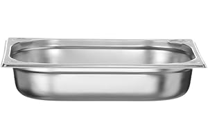 HENDI Contenitore GN 1/2 in Acciaio Inossidabile, Angoli Rinforzati, Resistente da -40° a 250°C, Contenitore adatto per Forni, Congelatori, Bagnomaria e Scaldavivande, 4 L, 325x265x(H) 65mm