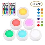 【Zwei Kontrollwege】 6 LED puck leuchter mit 2 fernbedienung. Es gibt 2 switch modi. Sie können über die fernbedienung gesteuert werden oder auf die mitte des lichts klicken, um ON/OFF/Color zu schwenken. Sie können auch verschiedene funktionen aus der fernbedienung auswählen. Einfach zu bedienen und sehr bequem zu steuern. Der effektive kontrollabstand der fernbedienung beträgt 3 Meter.