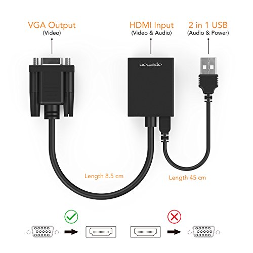 APEMAN VGA auf HDMI Konverter Adapter VGA zu HDMI mit Audio-Übertragung 1080P HDTV und USB-Kabel für Stromversorgung unterstützt für TV, Computer, Projektor, Laptop, DVD, AV - 3