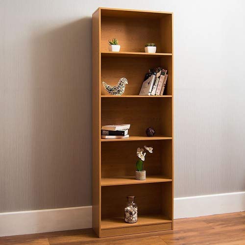 Vida Designs Cambridge 5 Tier Extra Large Bookcase, Oak Wooden Shelving