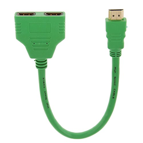 Generic 30cm 1080p Dual HDMI-Anschluss Adapter Männlichen Zu Weiblichen 1in 2-Splitter Kabel-Adapter Für TV – Grün - 2
