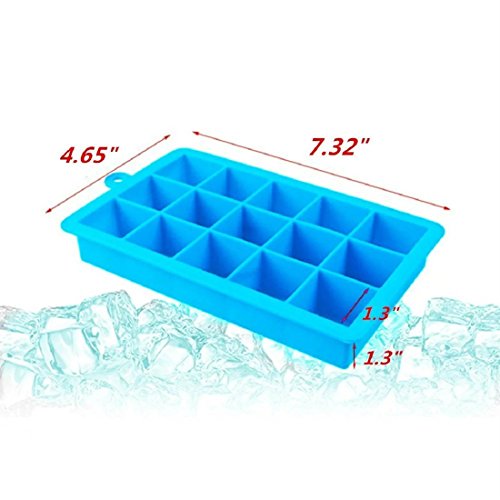 Vpsan 15er Eiswürfelform Pralinenform Schokoladenform aus Silikon für Eiswürfel, Schokolade usw,3,3cm Eiswürfel(Rot) - 3