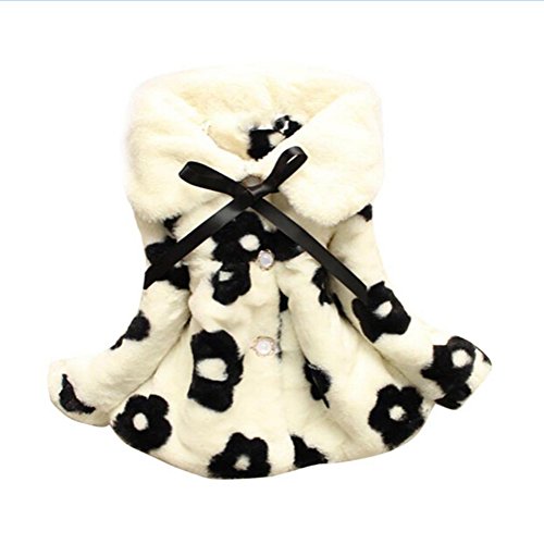 Anik Sunny Baby Girls Kids Long Sleeve Cotton-padded Casual Faux Fur Warm Coat Outerwear Jacket (1-2year, Black)