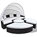 Produktbild vidaXL Sonneninsel Poly Rattan Rund 230 cm Braun Sonnenliege Garten Muschel