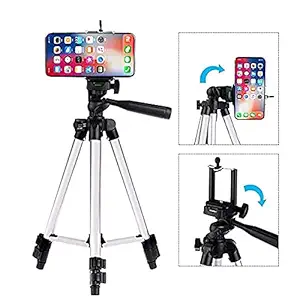 HCR ACCESSORIES 3110 Tripod with Mobile Holder for Smart Phone, Compact Camera, Maximum Operating Height: 1050mm | Weight Load Capacity: 2kg | 4-Tube Section, Case Included [NOT for DSLR]