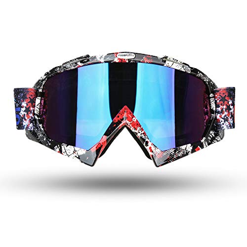 Fodsport Gafas de moto Gafas crossed Gafas ciclismo Gafas Protección Mascara para Moto Motocross Esqui Deporte Ajustable (Multicolor D)