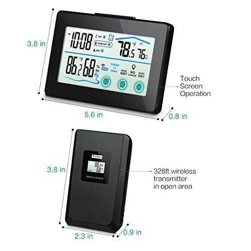 Oria Weiße Hintergrundbeleuchtung Thermometer mit Indoor und Outdoor Feuchtigkeit Display & LCD – Touchscreen - 8