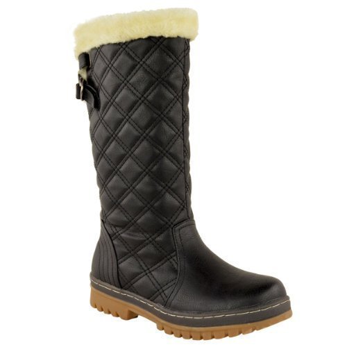 Womens Calf Boots Warm Faux Fur Lined Winter Boots Ladies