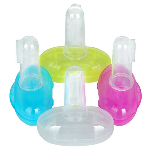 KYG 4er Baby Fingerzahnbürste Silikon Zahnbürste Set für Zähneputzen und Zahnfleischmassage mit Aufbewahrungsboxen - 6