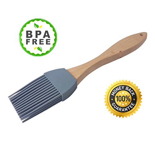 Silikon Pinsel mit Holzgriff 18cm - Grillpinsel, Backpinsel, BBQ-Pinsel, Silikonpinsel, Silicon Brush