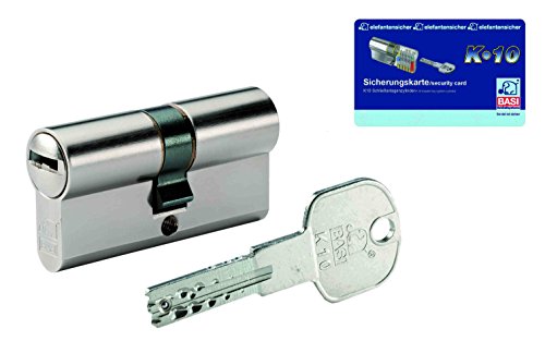 BASI Schließsysteme K10 Doppelzylinder 35/40 mm, N&G inklusive 3 Schlüssel und Sicherungskarte, 4912-3540