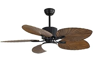 FABRILAMP TODOLAMPARA - Ventilador de techo con luz LED 24W modelo COLLA Negro, 3 tonalidades, 5 aspas Marrón, 3 velocidades, control remoto, memoria y temporizador, tamaño grande