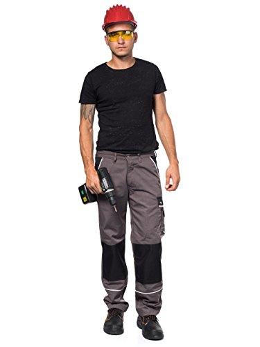 TMG® – Herren Bundhose/Cargohose mit Kniepolstertaschen – strapazierfähig – Grau - 6