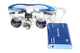 High Quality Colorful Dental Surgical Binocular Loupes Optical Glass Loupe 3.5X420mm with LED Head Light Lamp (Blue)