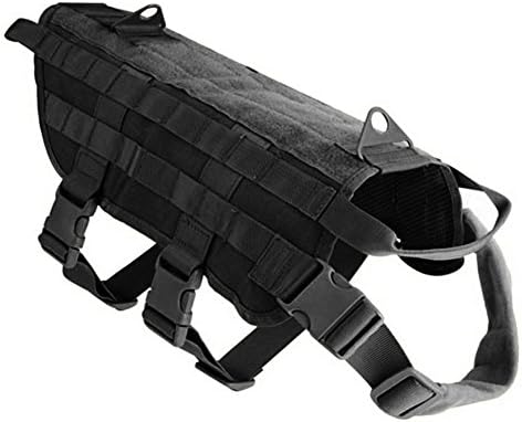 Cystyle Service Dogs Tactical Vest-Comfortable Military Patrol K9 Service Dog Harness with Handle (L, Black)
