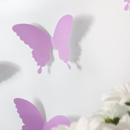 Wandkings Schmetterlinge im 3D-Style in FLIEDER, 12 Stück, Wanddekoration mit Klebepunkten zur Fixierung - 4