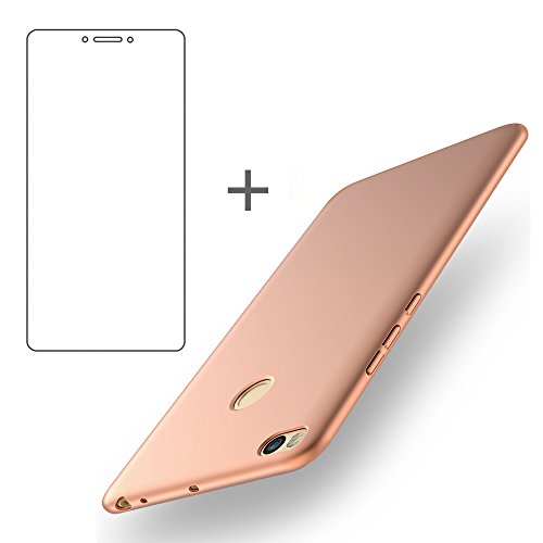 BLUGUL Funda Xiaomi Mi Max 2 + Gratuito Protector de Pantalla, Ultra Delgado, Totalmente Protector, Sensación de Seda, Dura Cover para Xiaomi Max 2 Oro Rosa