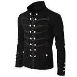 NPRADLA 2018 Jacke Herren Slim Fit Mantel Gothic Sticken Knopf Mantel Uniform Kostüm Party Oberbekleidung(2XL/42,Schwarz)