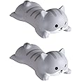 Cityhermit Cute Wrist Rest Support for Mouse Computer Arm Rest for Desk Ergonomic Kawaii Office Supplies Slow Rising PU Mouse Pad (Grey Cat-2pcs)