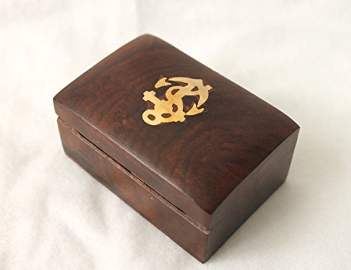 kleine Box Holz / Messing 7,5 x 5 x 3,7 cm Geschenkbox - 3
