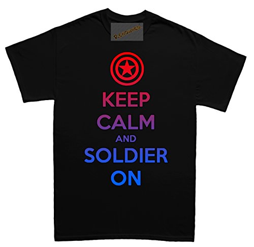 Renowned Keep calm and soldier on Unisex - Kinder T Shirt Schwarz