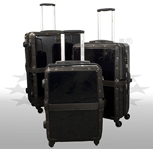 Maleta de viaje mahatten 3&nbsp;piezas Set&nbsp;&ndash;&nbsp;Negro&nbsp;&ndash;&nbsp;Exclusivo, de estilo antiguo Look in High Quality acabado